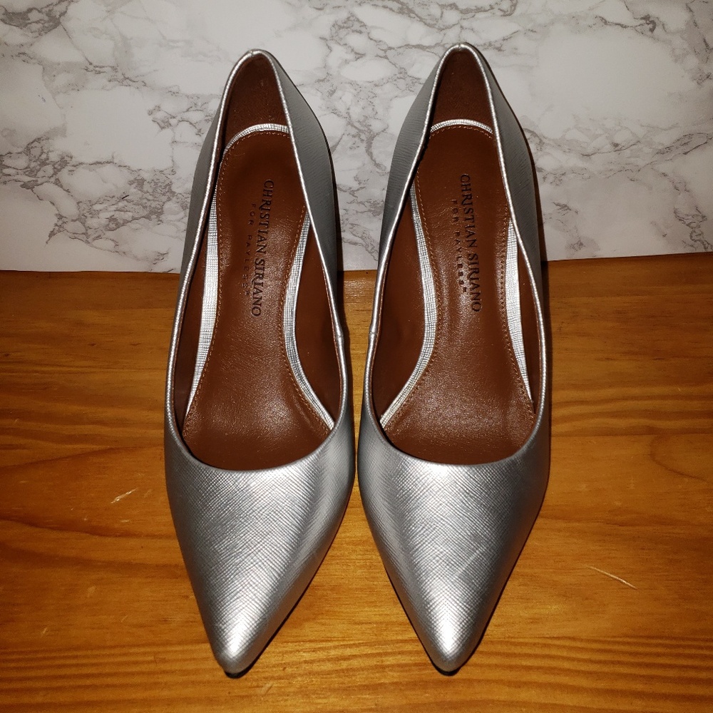 Christian Siriano Metallic Silver Heels